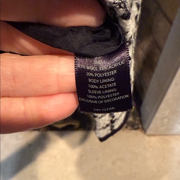 White House Black Market Elegant White and Black Wool Blend Jacket Size 4 - Picture 3 of 7